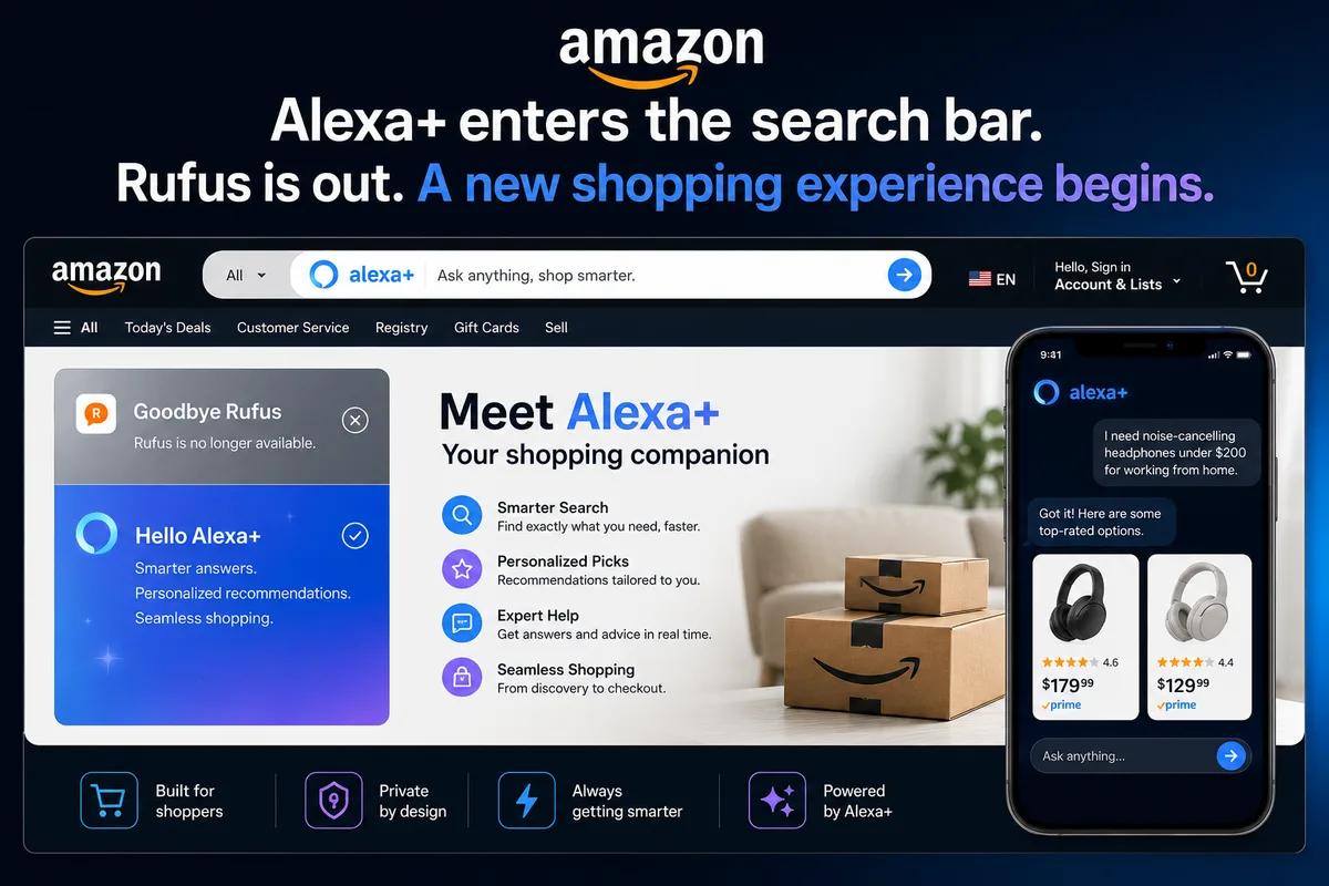 Amazon משלבת את Alexa+ בשורת החיפוש ומחליפה את Rufus בחוויית הקנייה